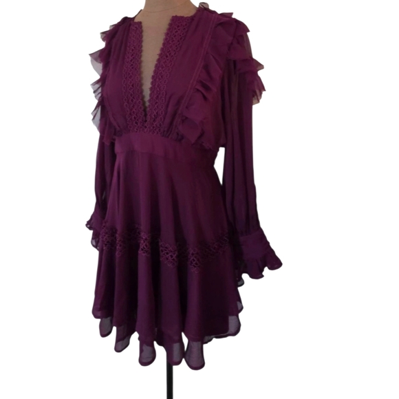 Anthropologie  Not So Serious By Pallavi Mohan Ruffle Mini Dress NWT Size 12 - Picture 3 of 16